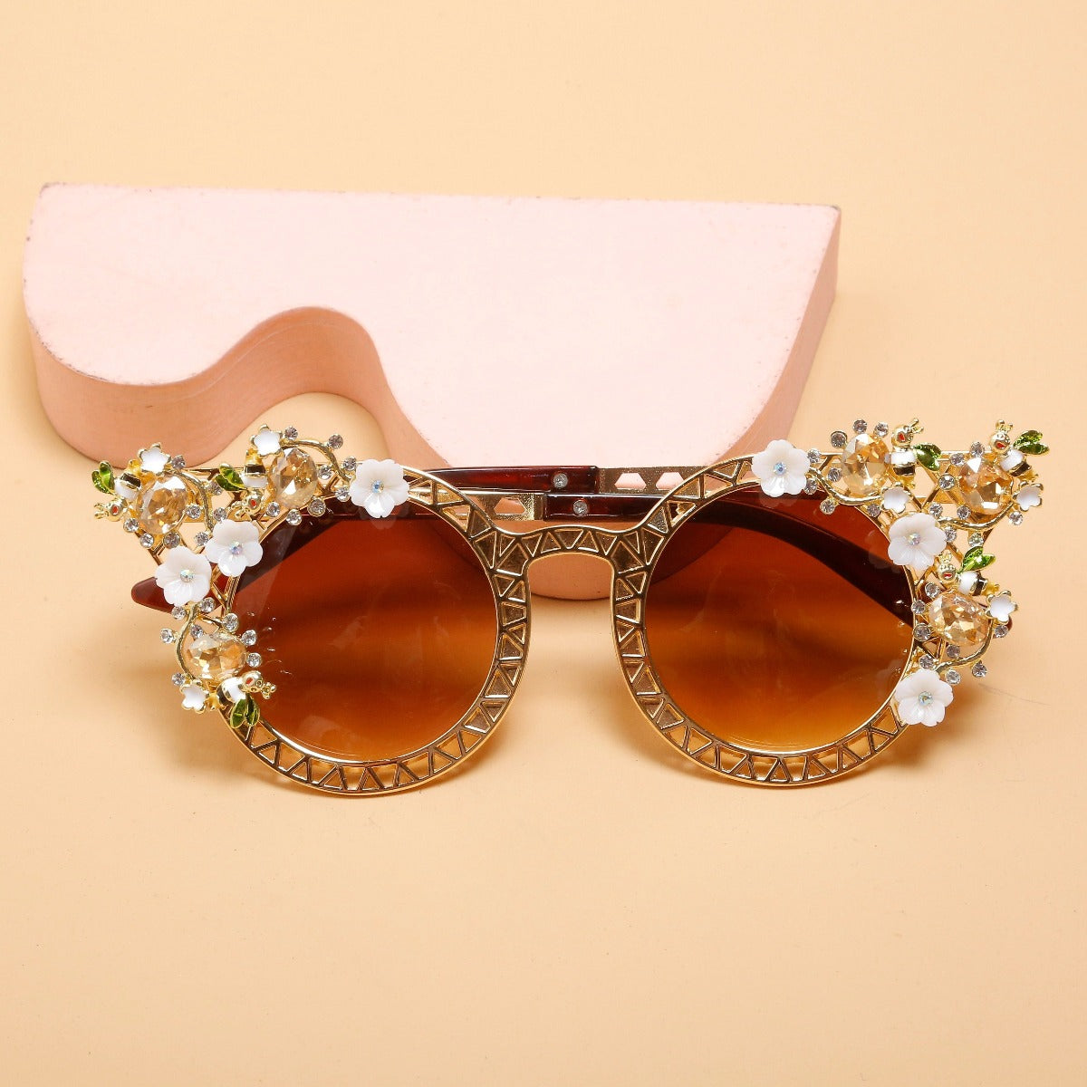 Lunettes de soleil à fleurs rococo