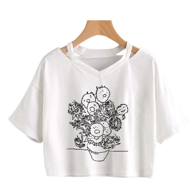 Dessin au trait Van Gogh T-shirts courts