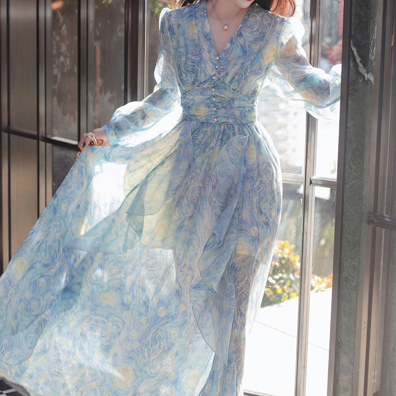 Van Gogh Starry Night dreamy long dress Galartsy Van Gogh Starry Night dreamy long dress Galartsy
