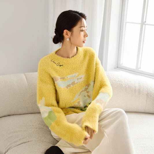 Van Gogh Wheat Field Mohair Knit Sweater