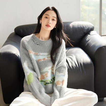 Van Gogh Wheat Field Mohair Knit Sweater