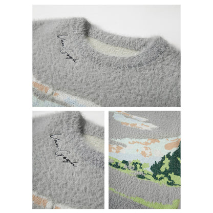 Van Gogh Wheat Field Mohair Knit Sweater