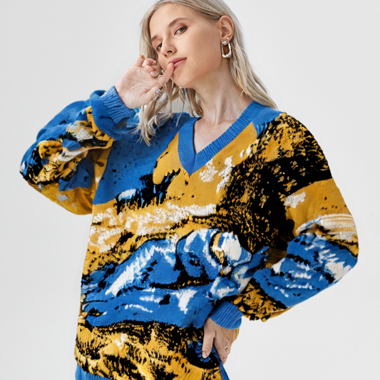 The Siesta, Van Gogh V Neck Knit Sweater