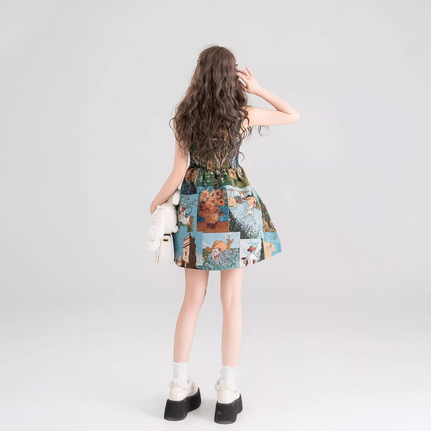 Van Gogh Puffy Suspender Skirt Dress