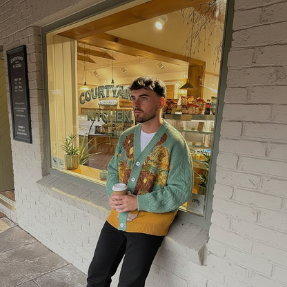 Pull en tricot cardigan vintage Van Gogh