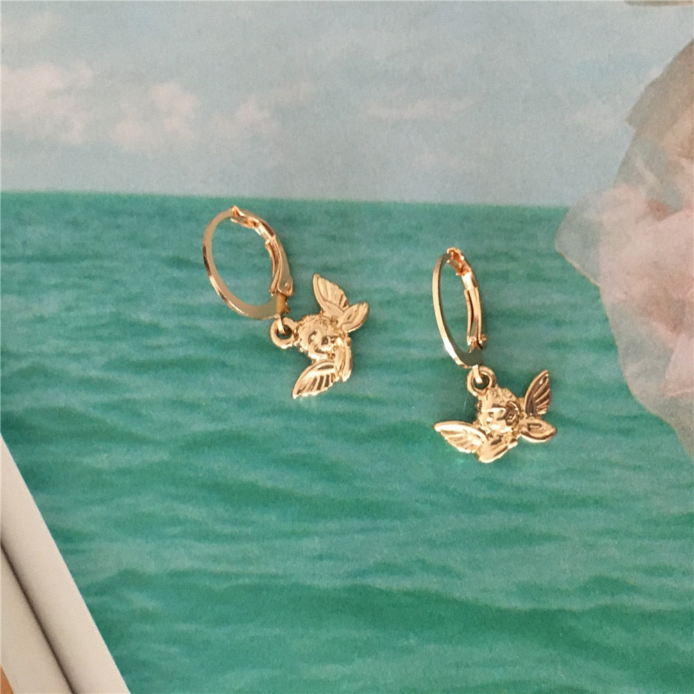 Golden Angel Hoop Earrings