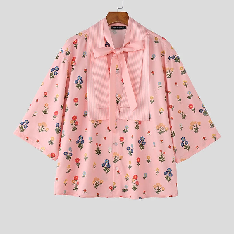 Floral Patchwork Tie-Up Shirt