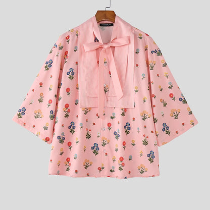 Floral Patchwork Tie-Up Shirt