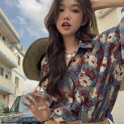 Vintage Botanical Chiffon Blouse