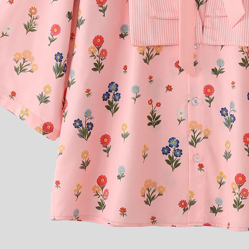 Floral Patchwork Tie-Up Shirt