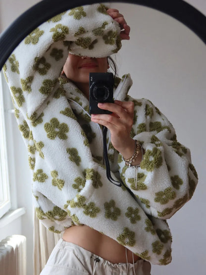 Floral Sherpa Half-Zip Pullover