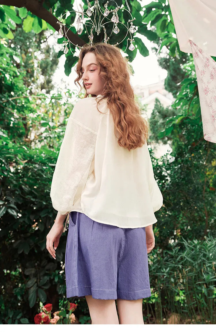Van Gogh Floral Lantern Sleeve Blouse
