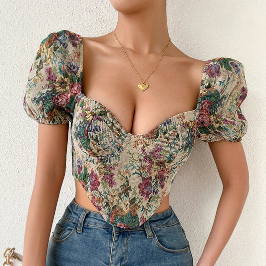 Floral Tapestry Corset Top