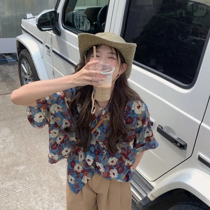 Vintage Botanical Chiffon Blouse