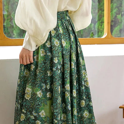 Vintage Floral Printed Skirt