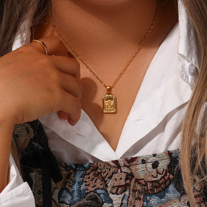 Renaissance Angel Gold Plated Card Necklace