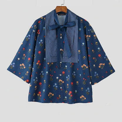 Floral Patchwork Tie-Up Shirt