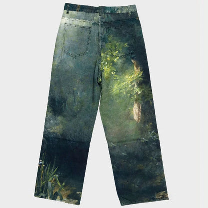 Abstract Art Print Baggy Jeans