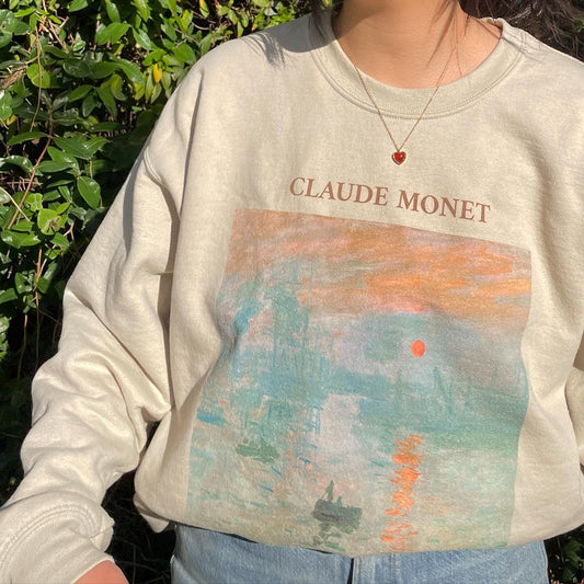 Sudadera con estampado de Claude Monet, salida del sol 