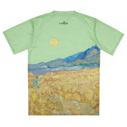 Campo de trigo de Van Gogh con camiseta deportiva unisex Reaper