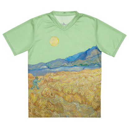 Van Gogh wheat field with a reaper unisex sports jersey