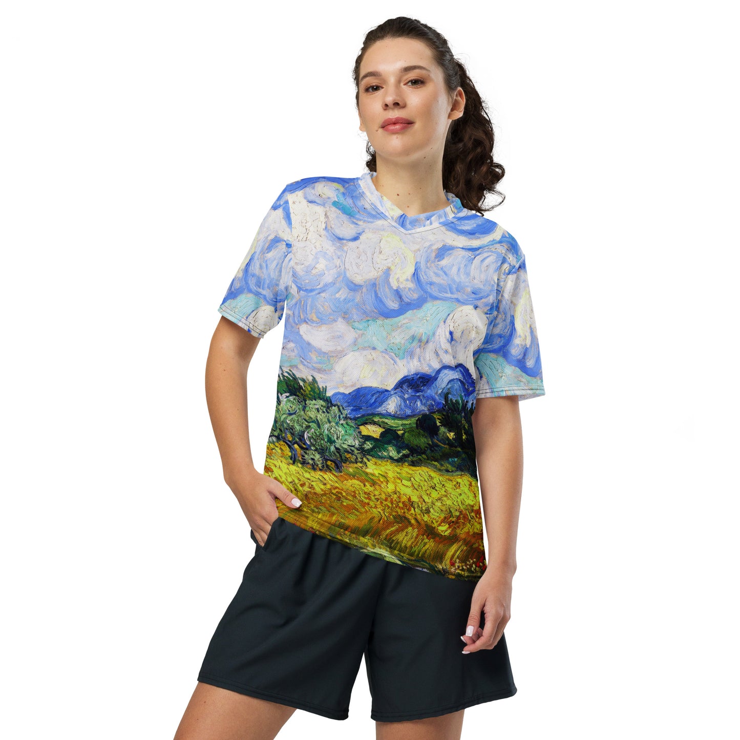 Wheat Field with Cypresses unisex sports jersey