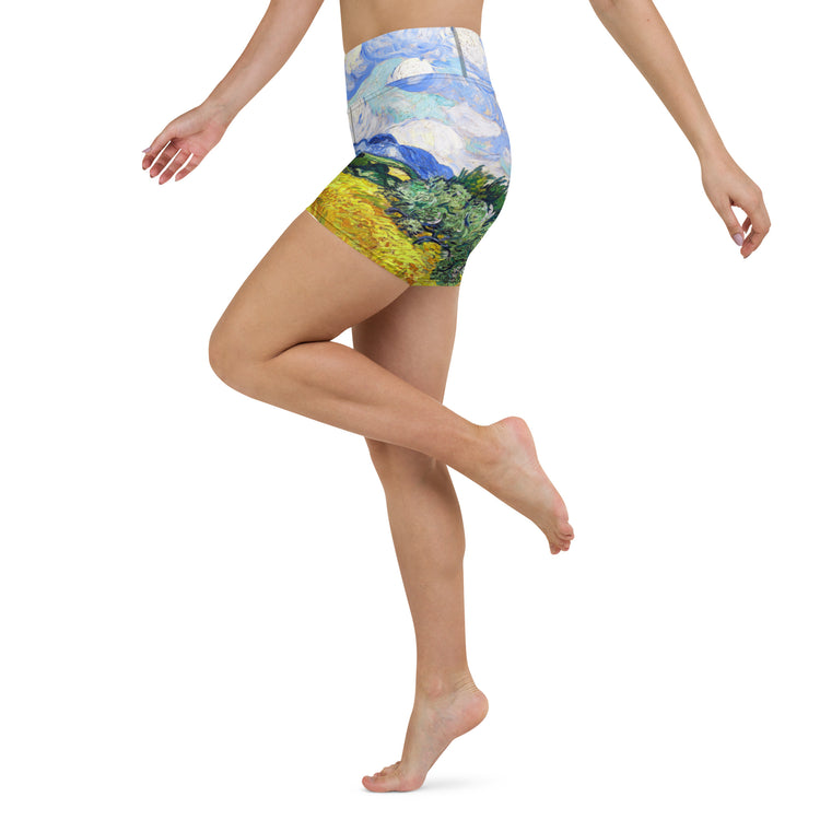 Wheat Field with Cypresses Yoga Shorts