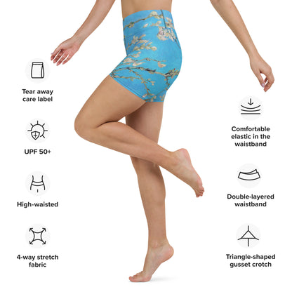 Pantalones cortos de yoga de flor de almendro