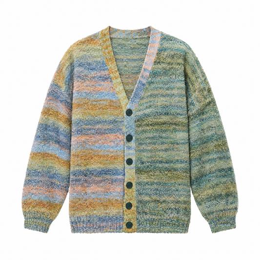 Monet Garden Knit Cardigan Green flat lay on white background