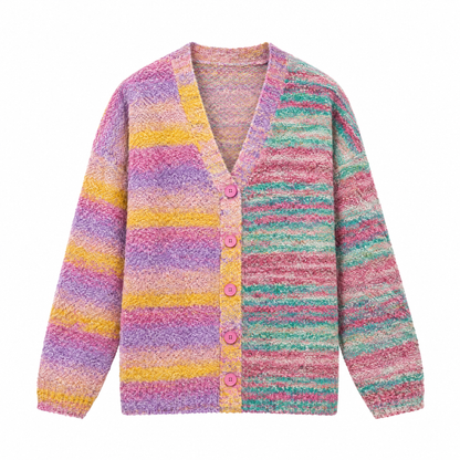 Monet Garden Knit Cardigan Pink flat lay on white background