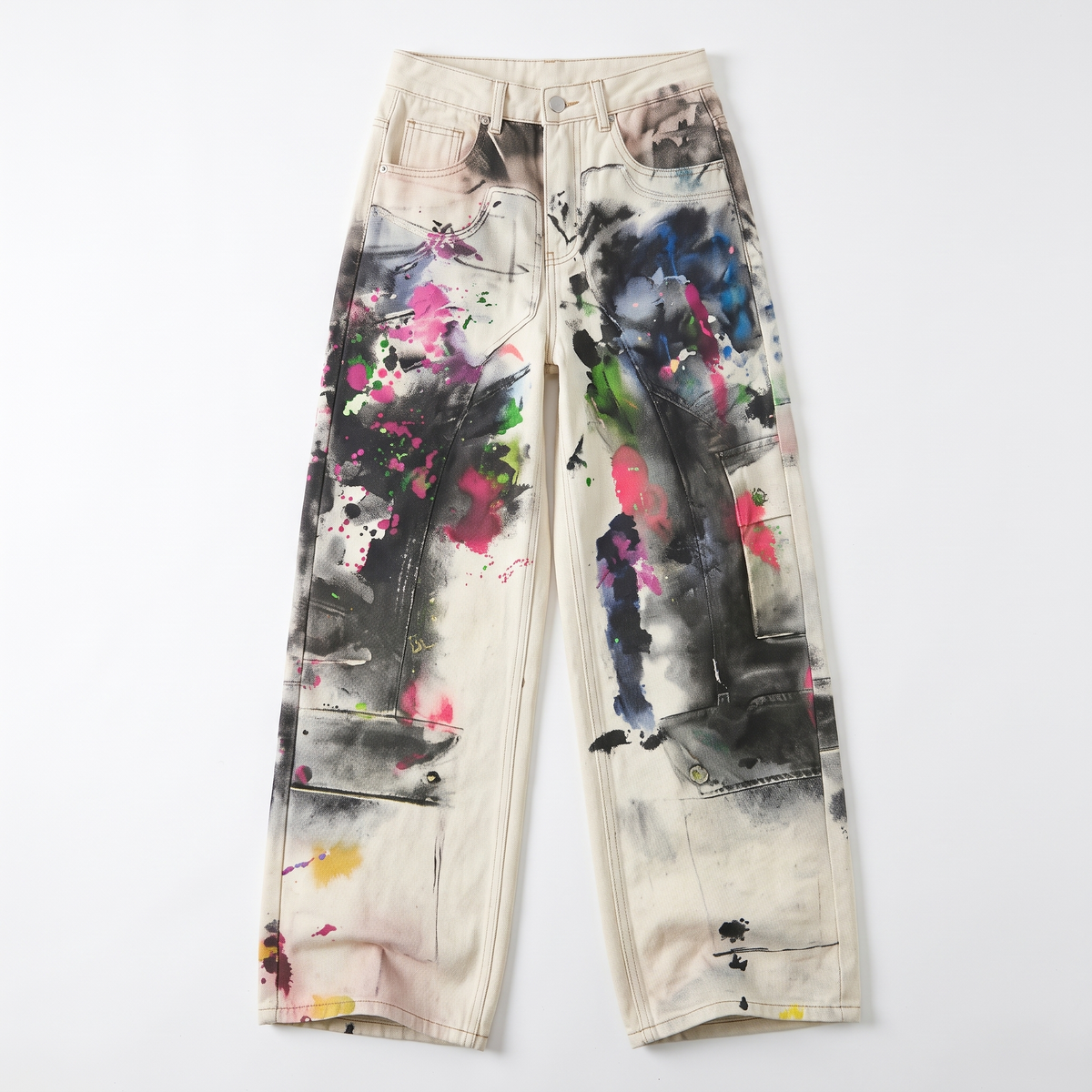 Ink Garden Wide-Leg Jeans — front flat lay on white