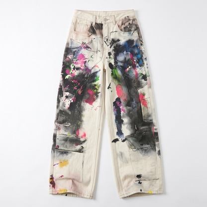 Ink Garden Wide-Leg Jeans — front flat lay on white