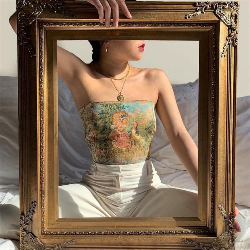 Aesthetic Embroidered Tube Top