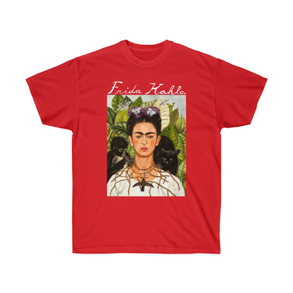 Autoportrait avec collier d'épines et t-shirt Frida Kahlo colibri