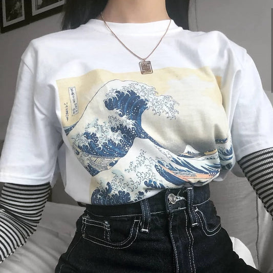 La gran ola de kanagawa camiseta