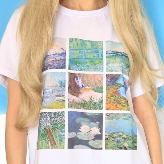 Monet Paintings grid T-Shirt
