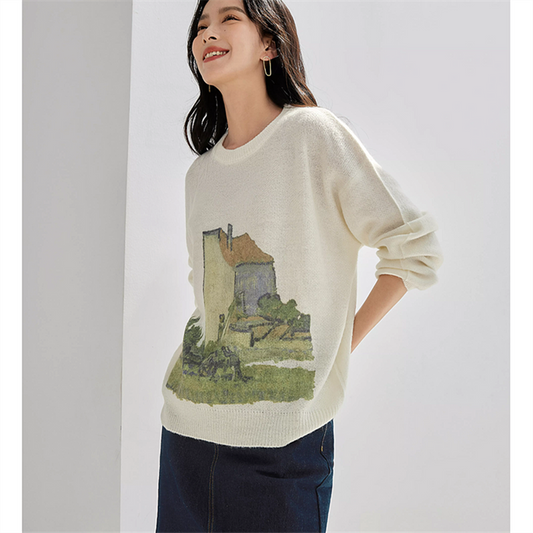 Van Gogh cottage inspired sweater