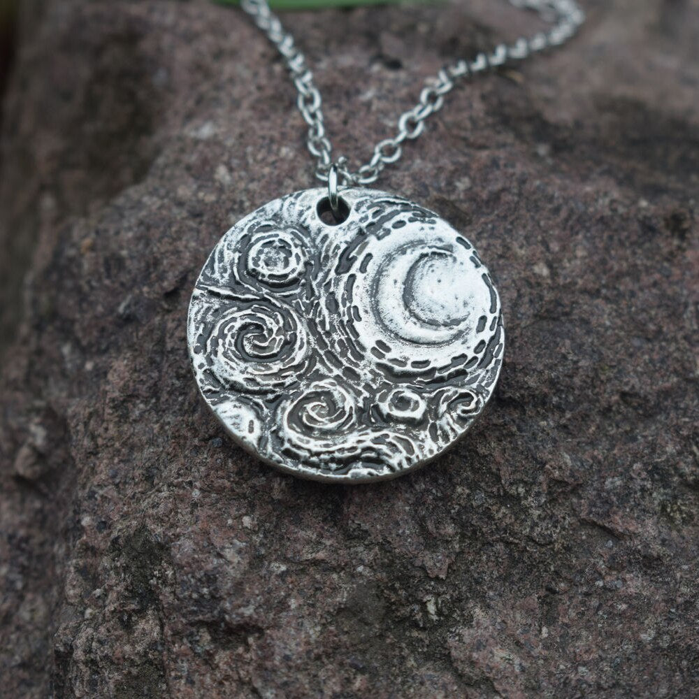 Van Gogh Crescent Moon  Starry Night necklace