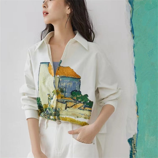 Camisa suelta Van Gogh Cottage 