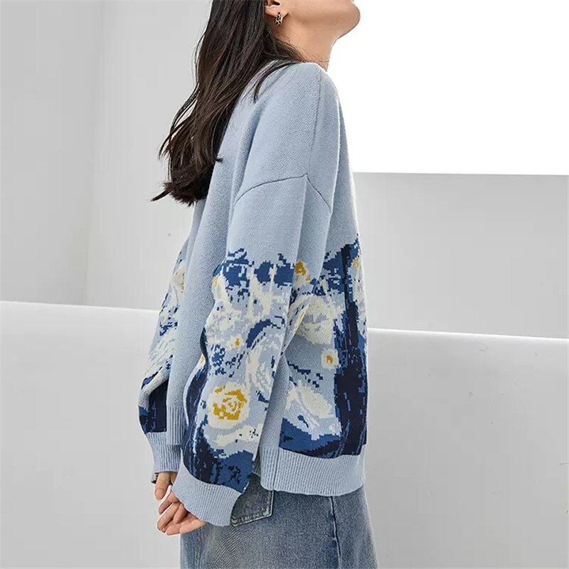 Starry night 2025 pullover sweater