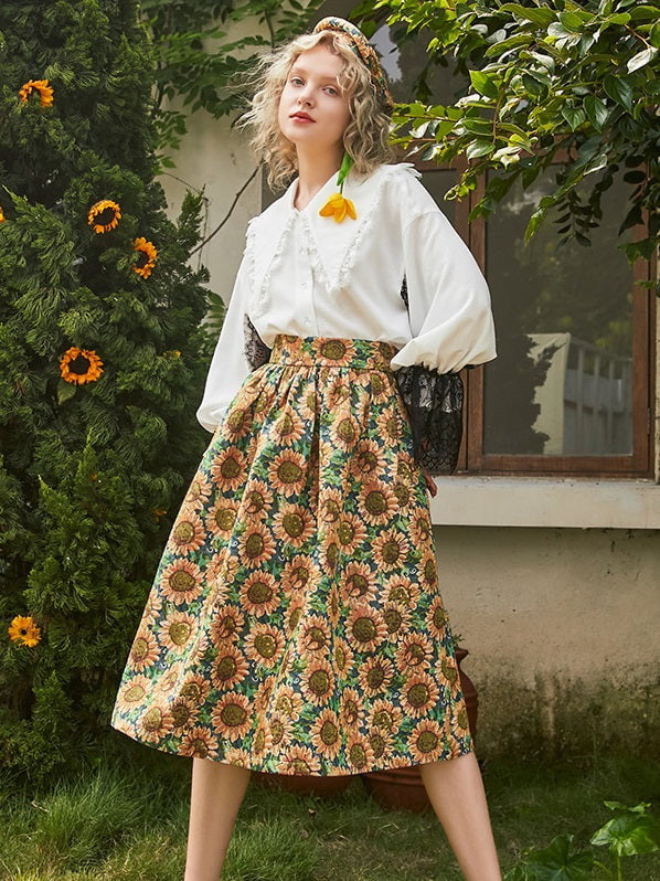 Van Gogh Sunflowers patterned skirt