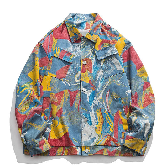 Abstract Painting Oversized denim Jacket