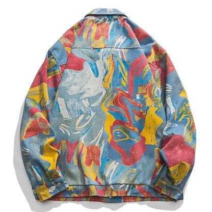 Abstract Painting Oversized denim Jacket