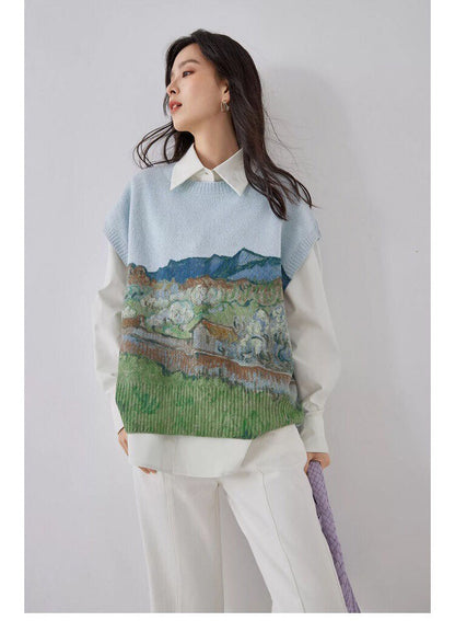 Van Gogh sleeveless knitted sweater