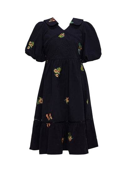 robe vintage noire tournesols