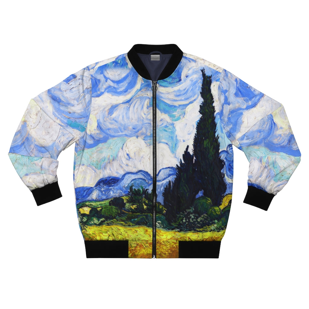 Wheat Field with Cypresses Bomber Jacket