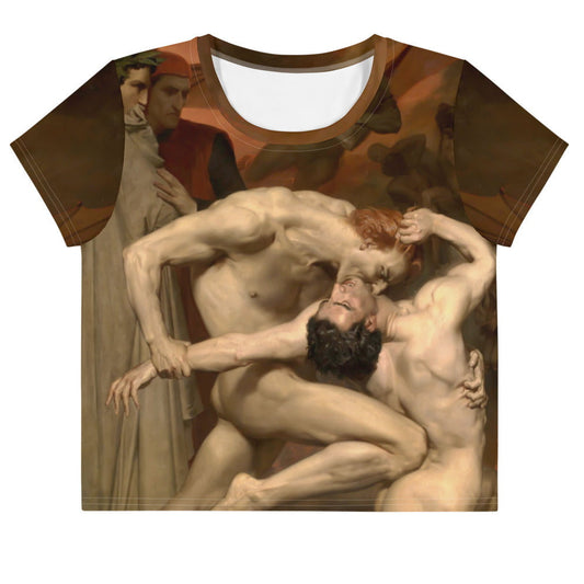 William-Adolphe Bouguereau top corto con pintura de dante y virgil en el infierno