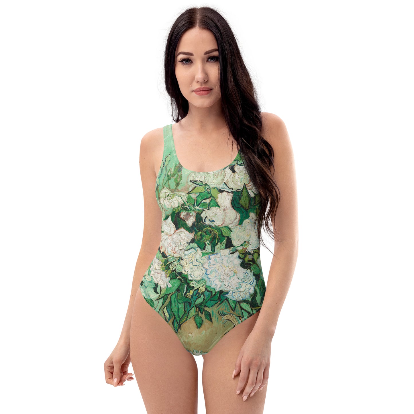 Vincent van Gogh Vase with Pink Roses One-Piece Swimsuit
