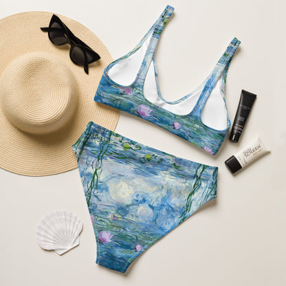 Claude Monet Water lilies high-waisted bikini