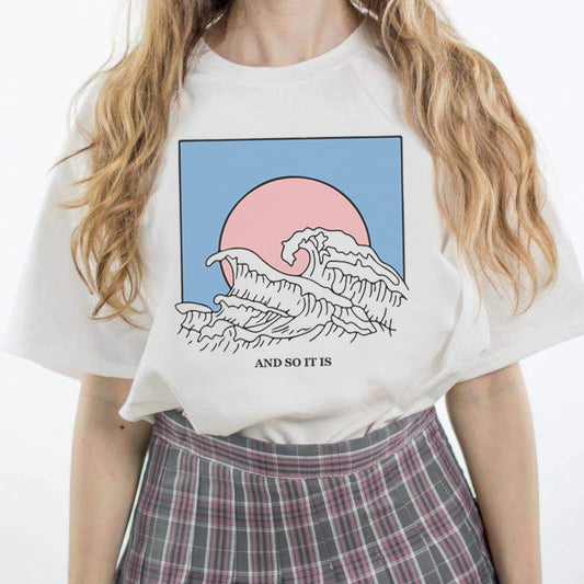 Y así es, camiseta estética Hokusai Wave